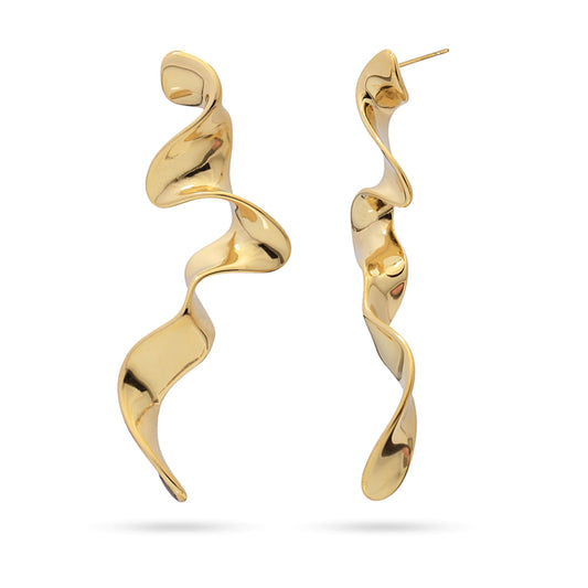 Anartxy Gold Waves Long Earrings - CPE918