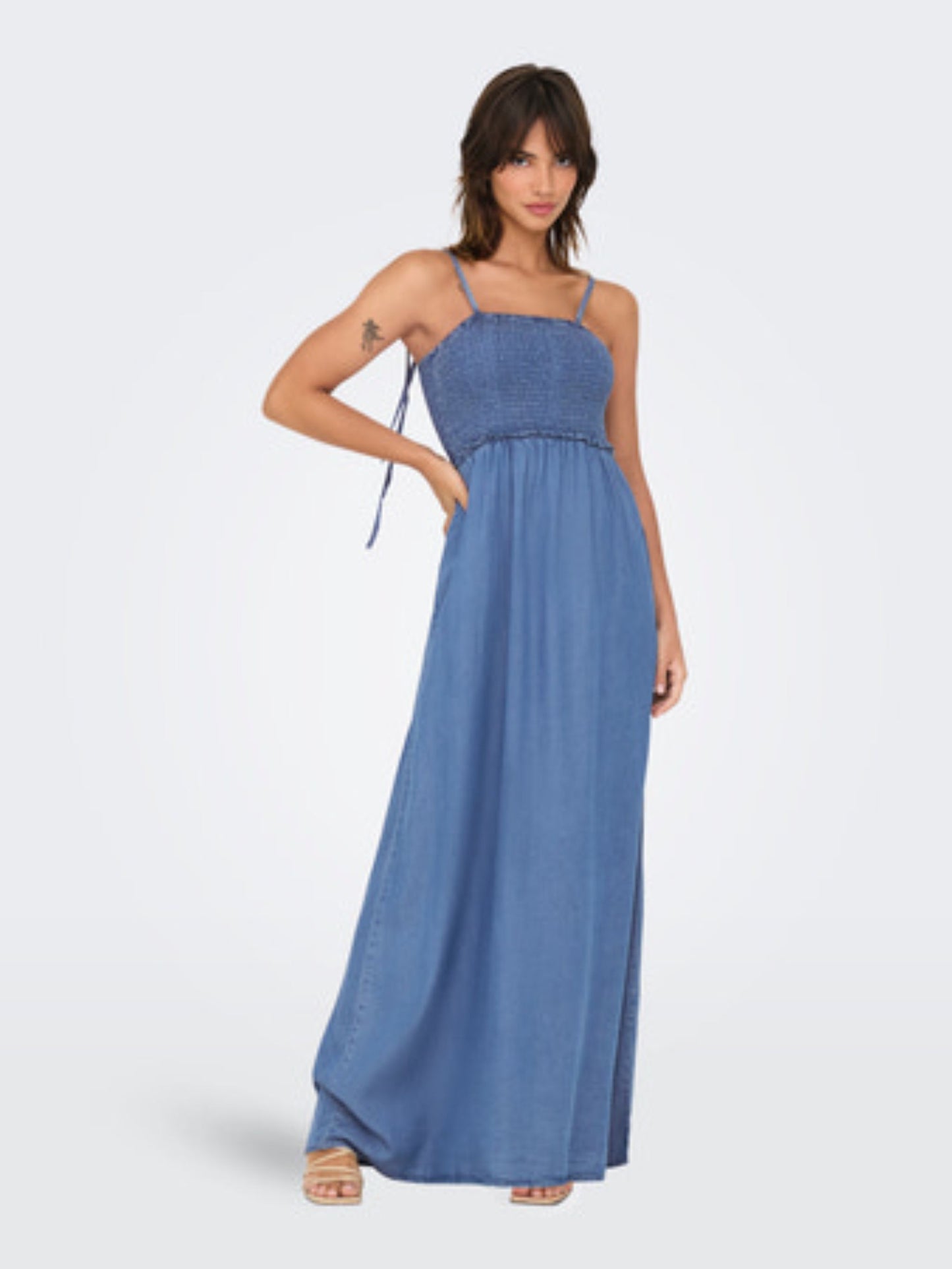 ONLY Denim Look Smock Maxi Dress