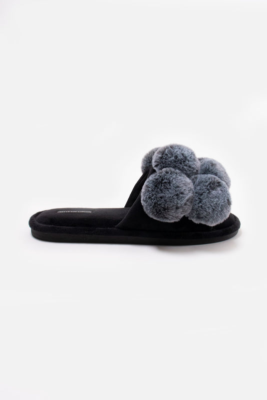 Pretty You London Dolly Black Slippers