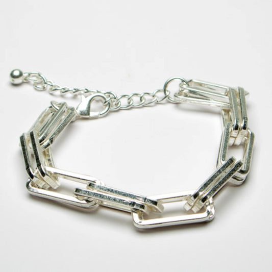 Eliza Gracious Silver Elongated Link Bracelet - EB0578