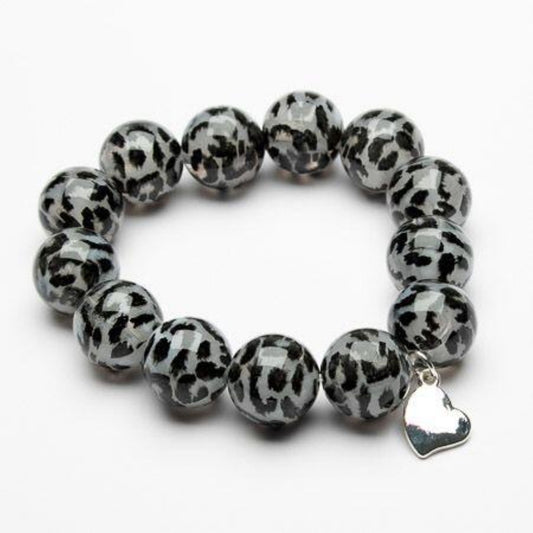 Eliza Gracious Grey Beaded Bracelet with heart charm - EB0585