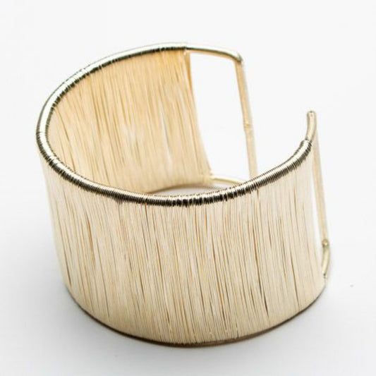 Eliza Gracious Burnished Gold Wire Wrapped Wide Cuff - EB0603