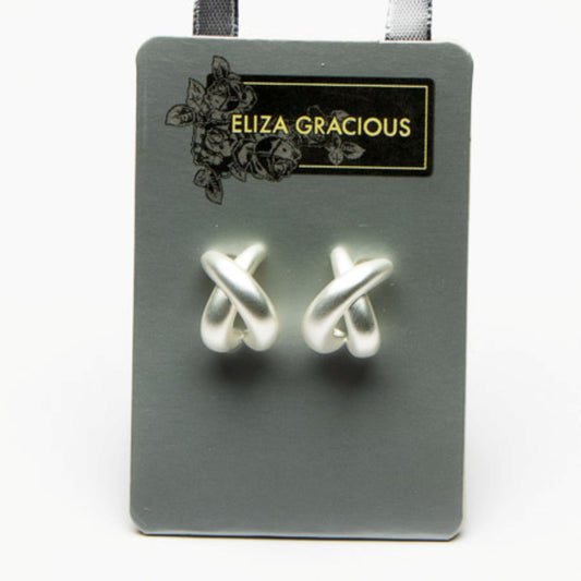 Eliza Gracious Silver Knot Style Stud Earrings- EE0241