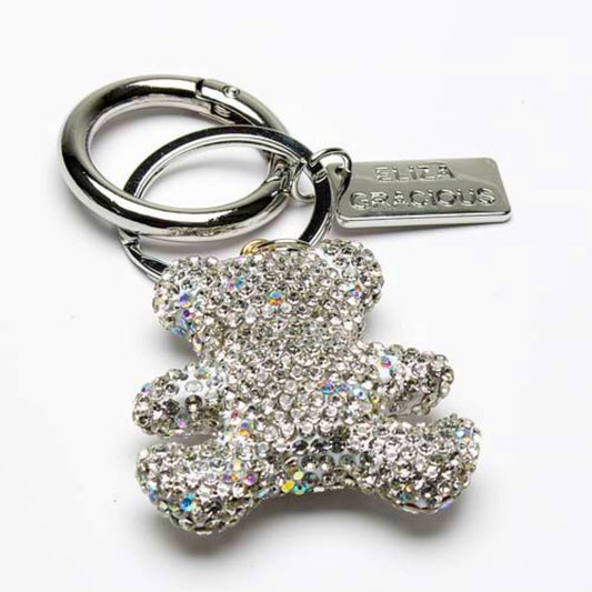 Eliza Gracious Silver Crystal Teddy Bear Bag Charm/Keyring - EK0025