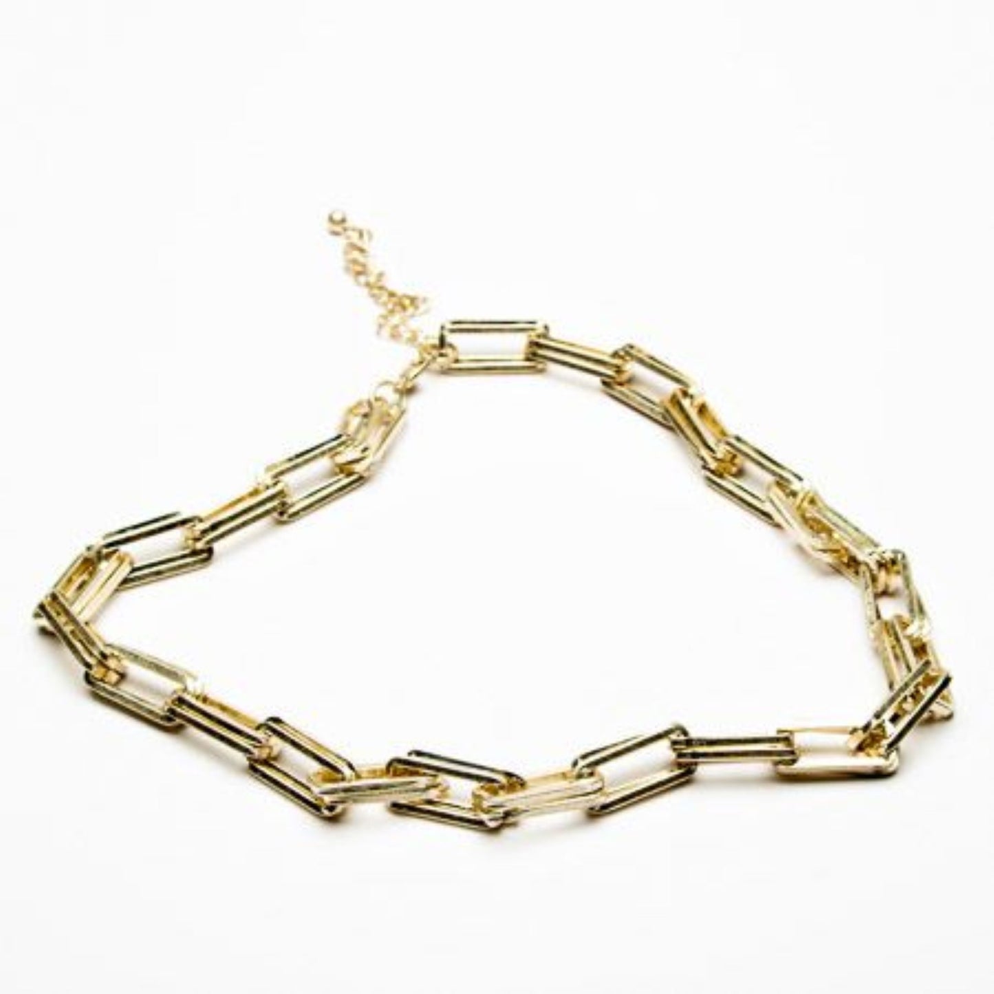 Eliza Gracious Gold Oblong Chain Link Short Necklace - EN1028