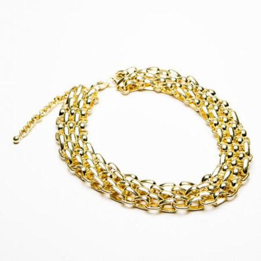 Eliza Gracious Gold Mesh Link Short Necklace - EN1029