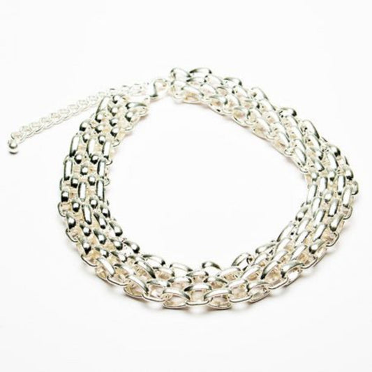Eliza Gracious Silver Mesh Link Short Necklace - EN1029