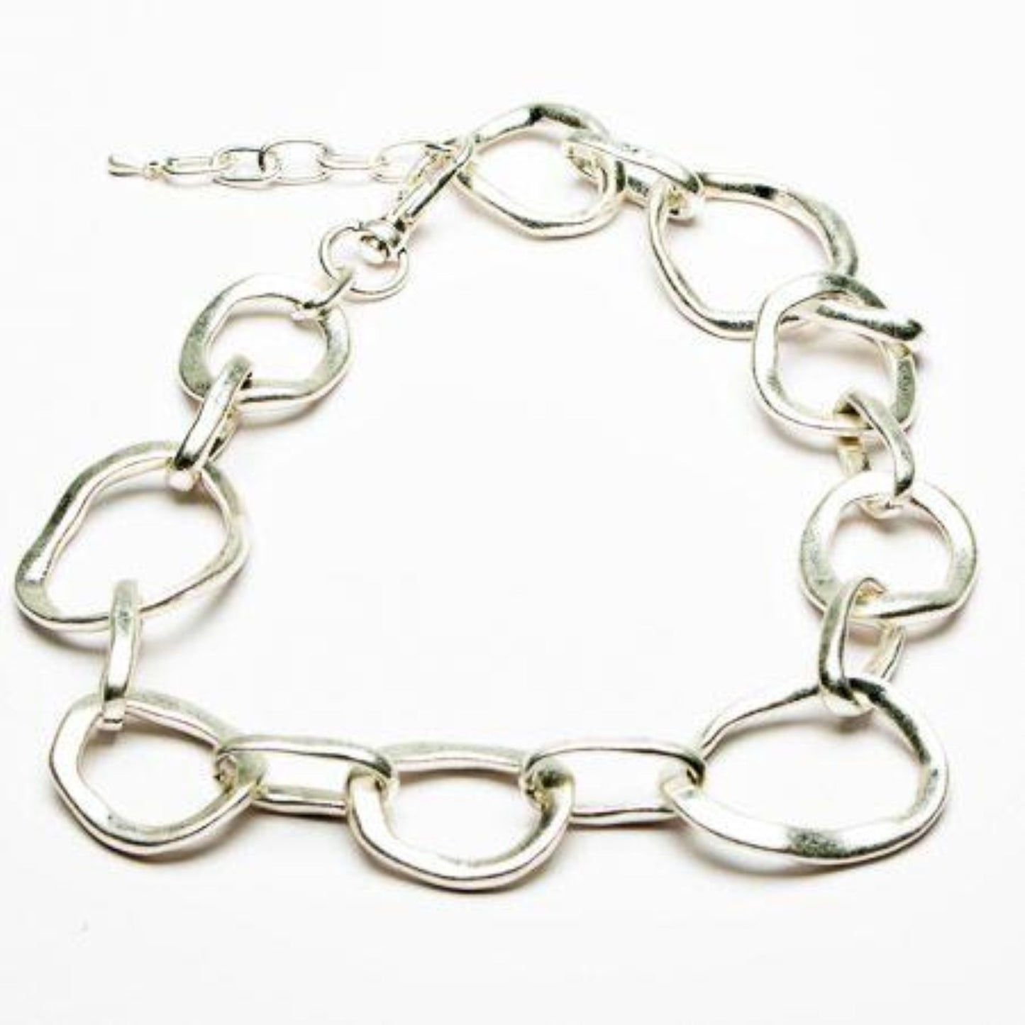 Eliza Gracious Silver Large Link Short Necklace - EN1035