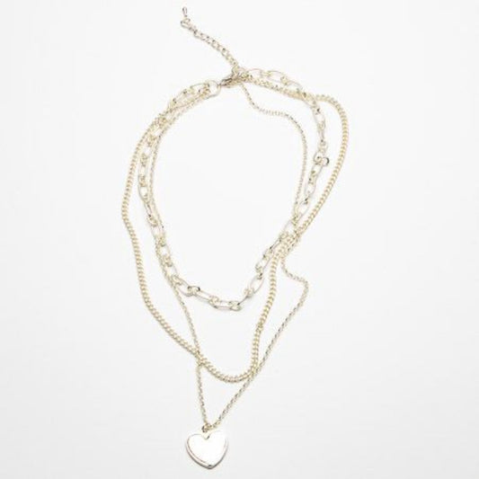Eliza Gracious Silver Triple Chain with Heart Pendant - EN1079