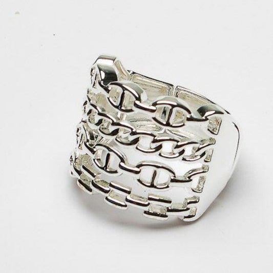 Eliza Gracious Silver Chain Link Design Ring - ER0192