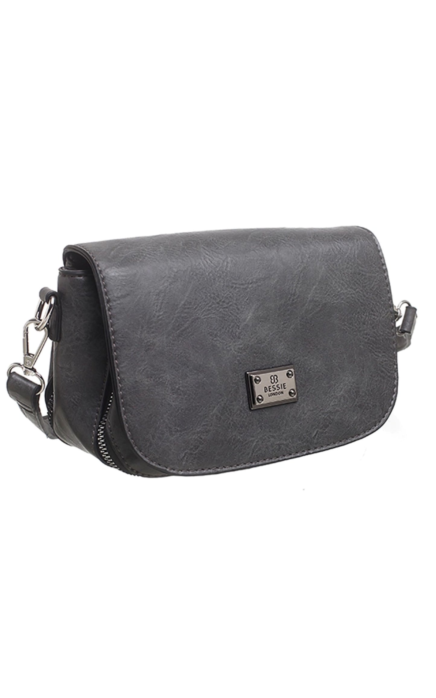 Bessie Crossbody Saddle Bag in Grey