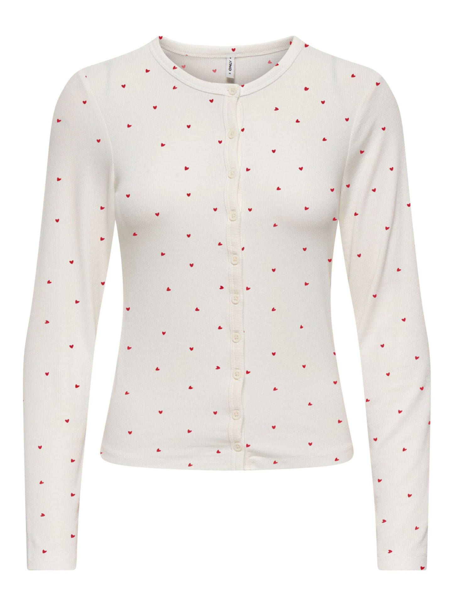 ONLY Heart Print Long Sleeve Button Through Top