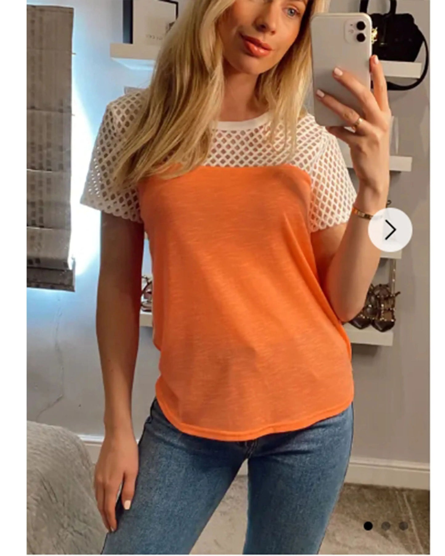 Neon Colour Mesh T-Shirt in Orange