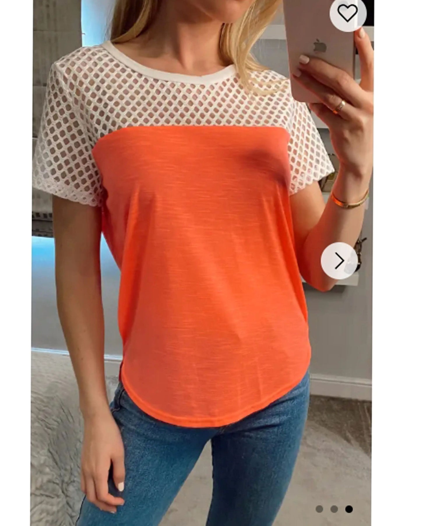 Neon Colour Mesh T-Shirt in Orange