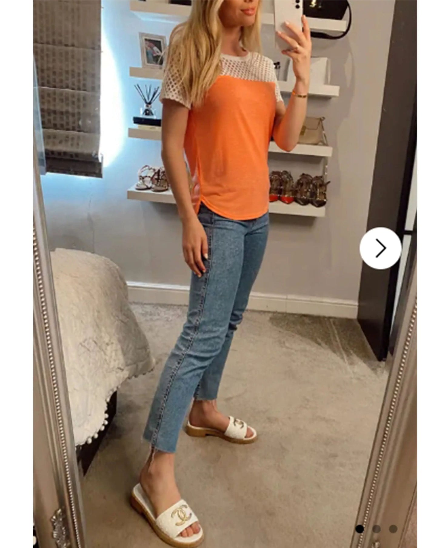 Neon Colour Mesh T-Shirt in Orange