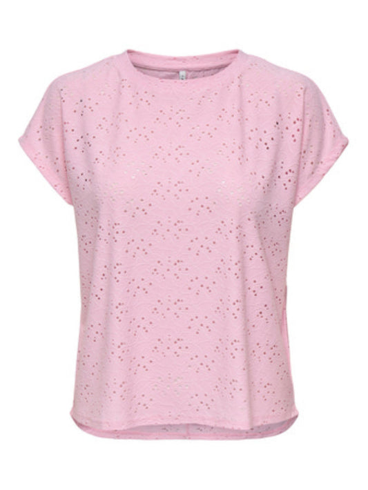 ONLY Pink Lace Detail T-Shirt