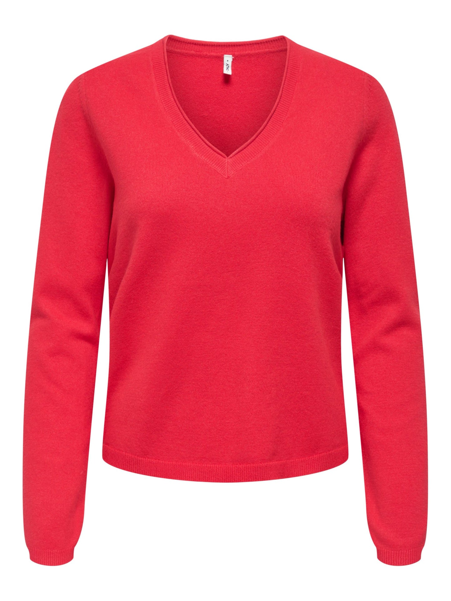 ONLY Soft Knit V Neck Top in Red