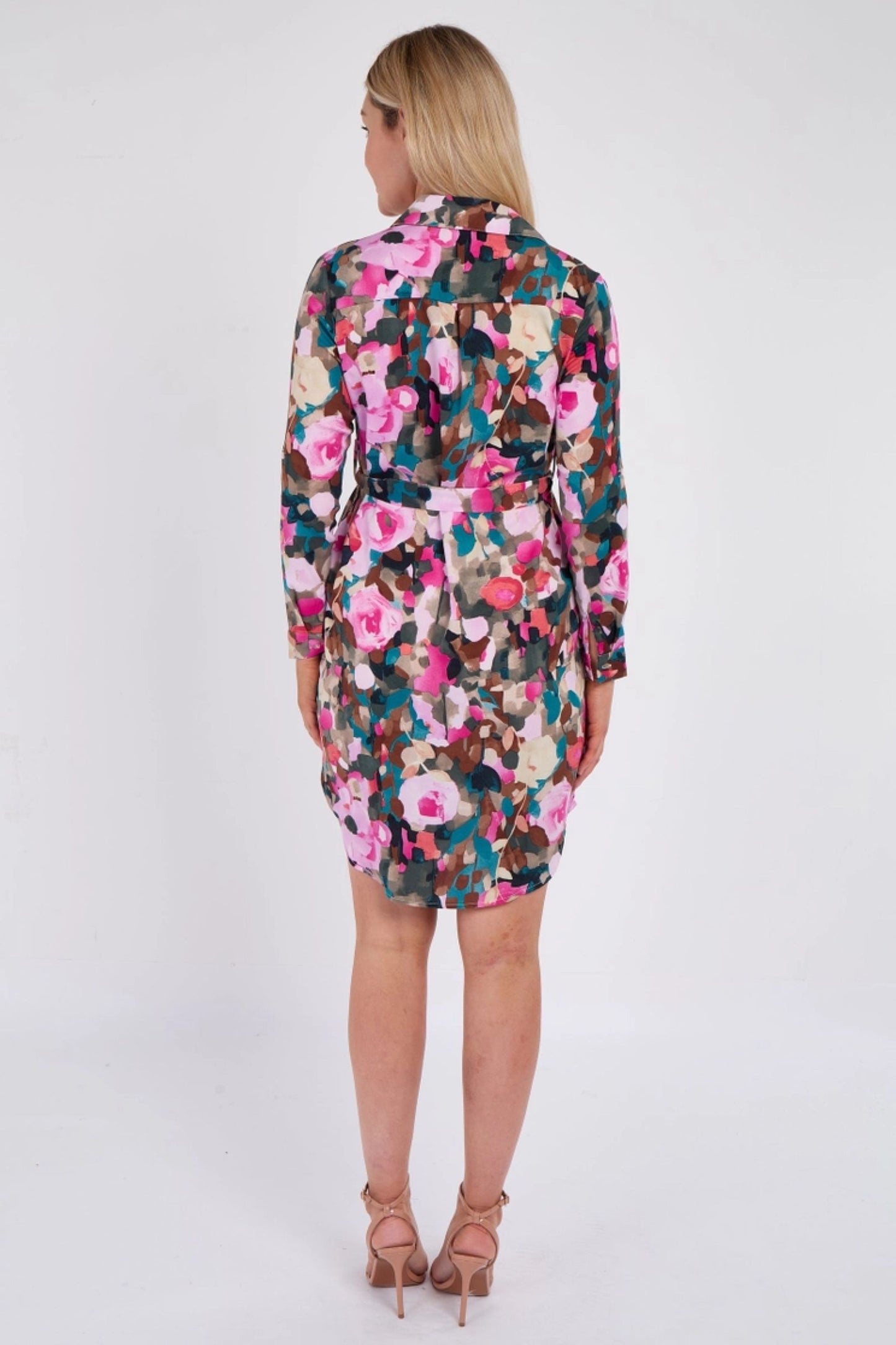 Roses Print Shirt Dress