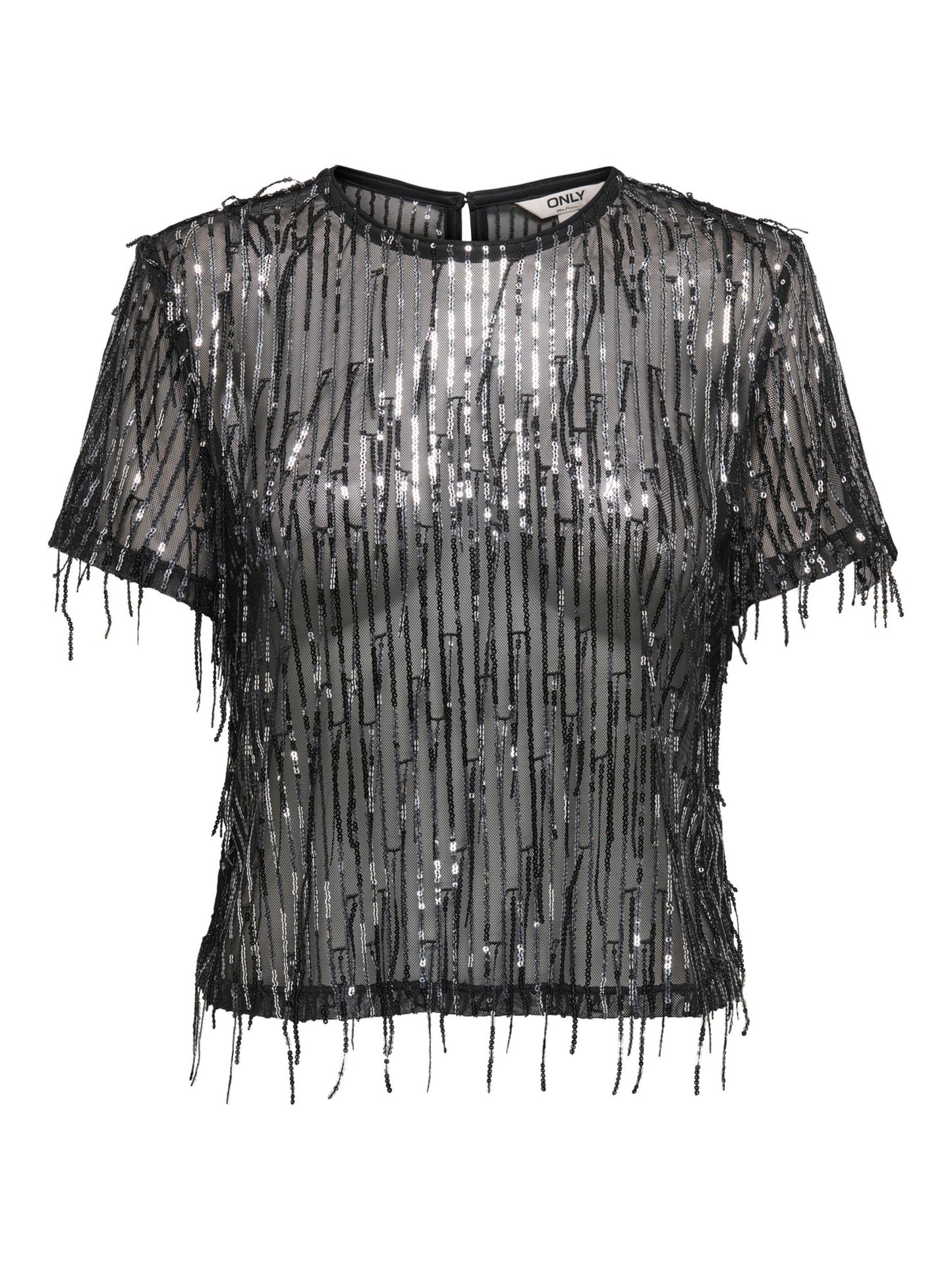 ONLY Black Sequin Mesh Top