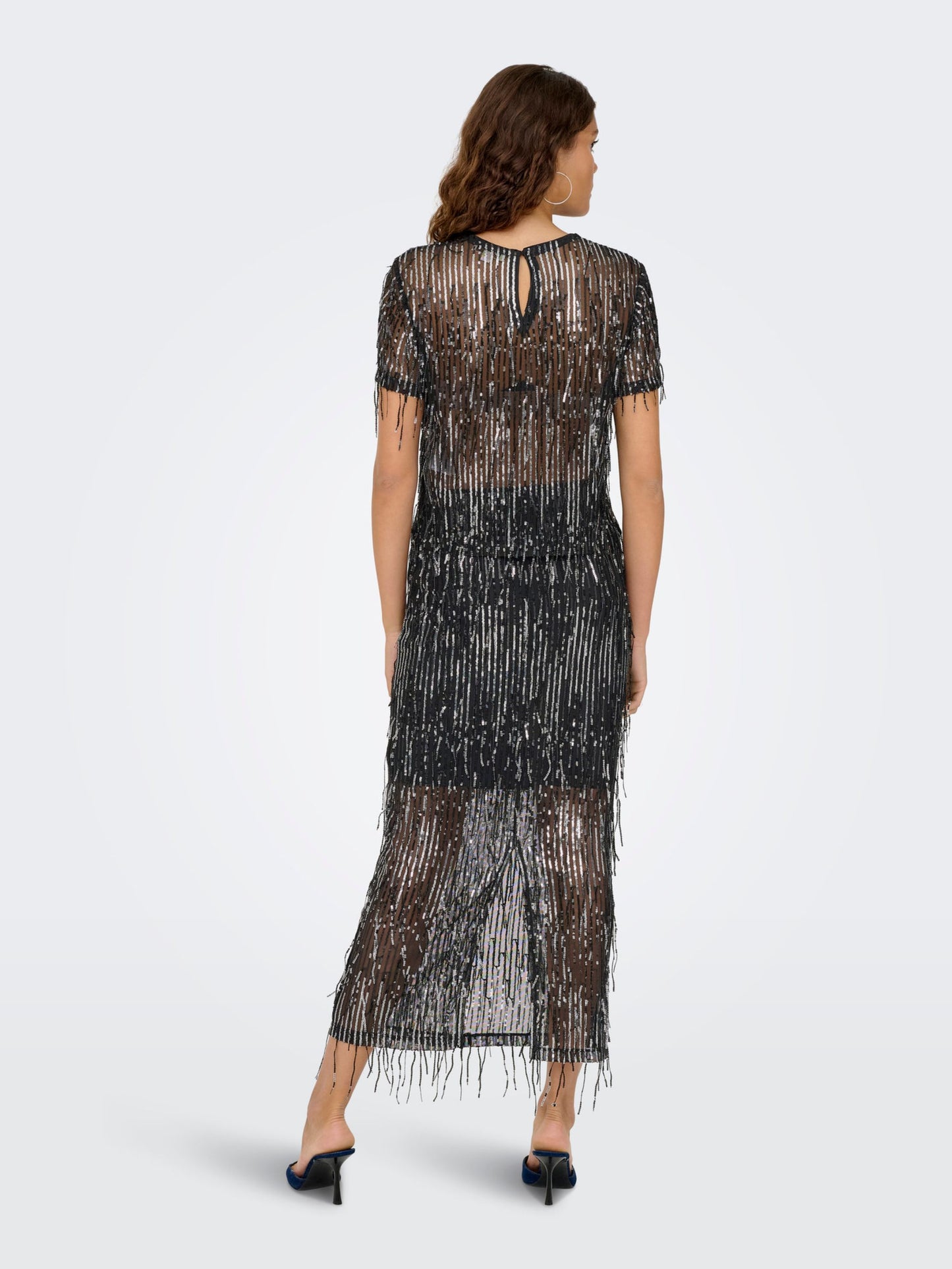 ONLY Black Sequin Mesh Top