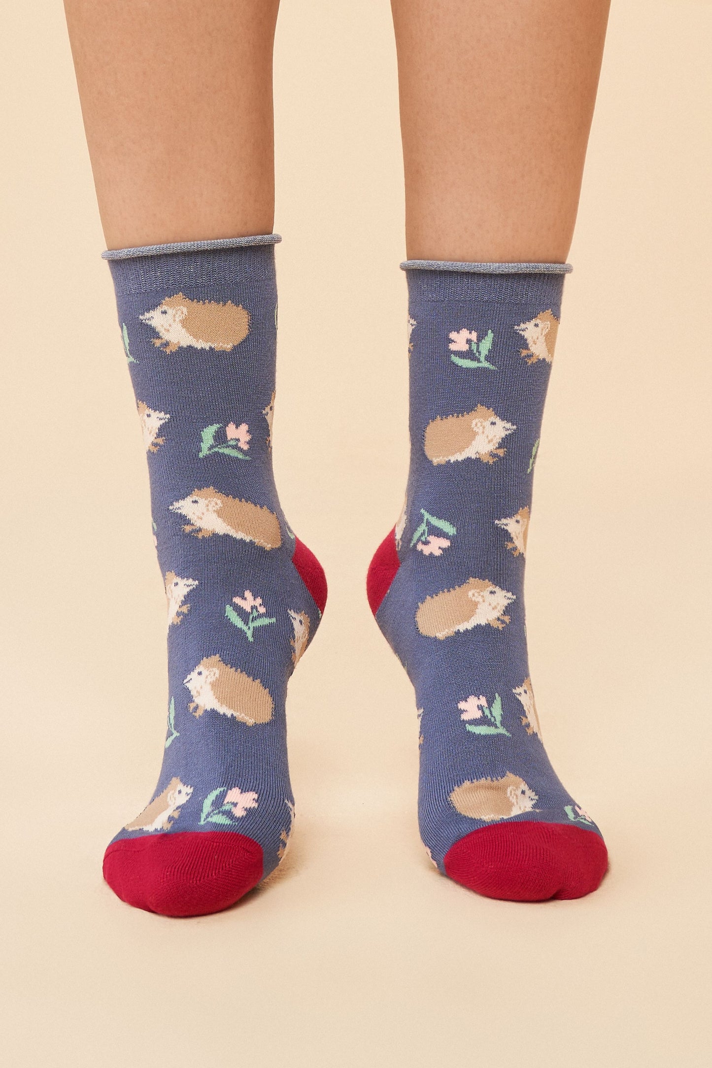 Powder Snuffling Hedgehogs Ankle Socks - Terracotta SOC640