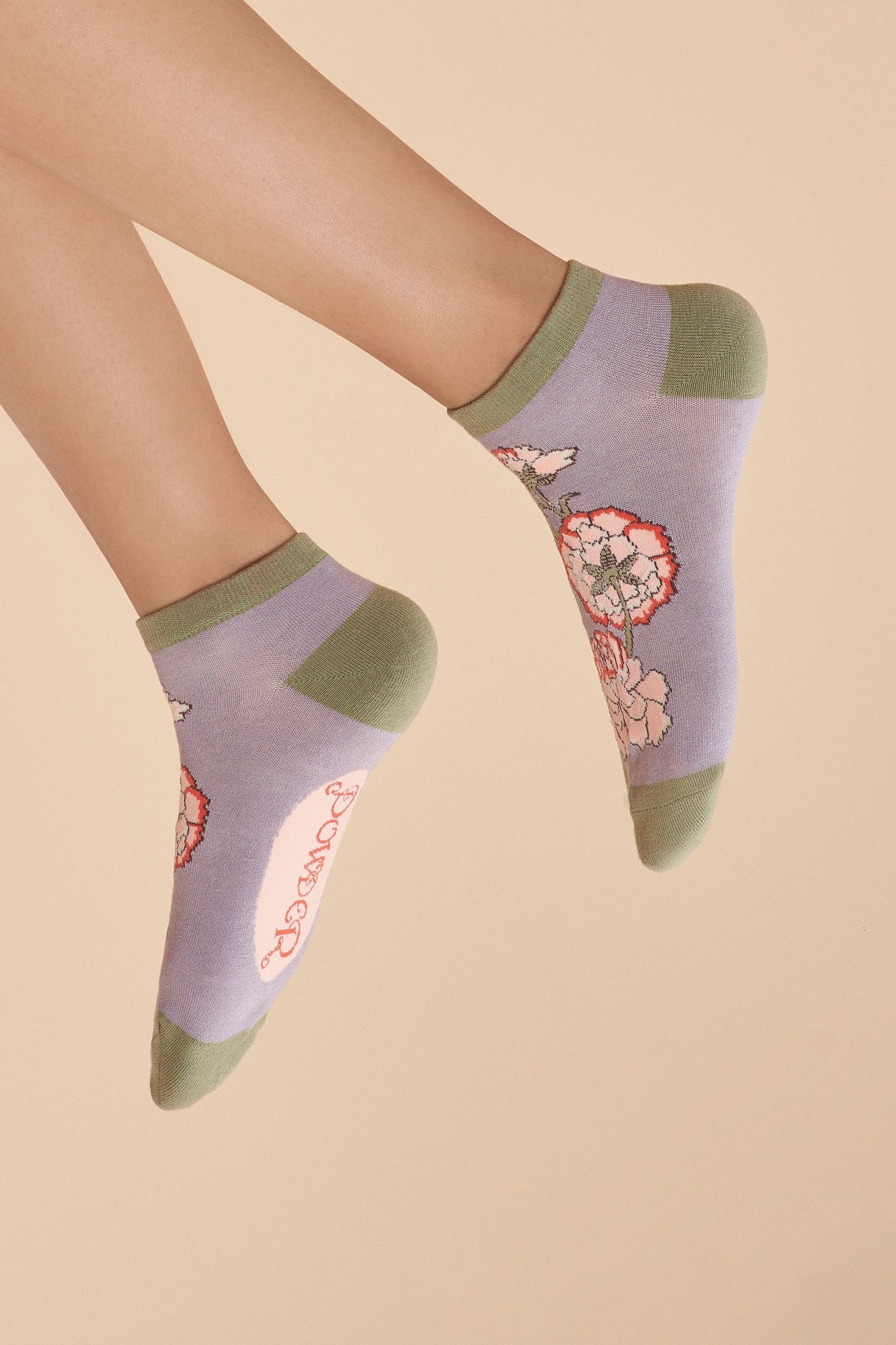 Powder Lilac Paisley Trainer Socks - SOC645