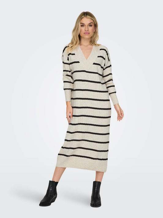 ONLY Knitted Striped Midi Dress