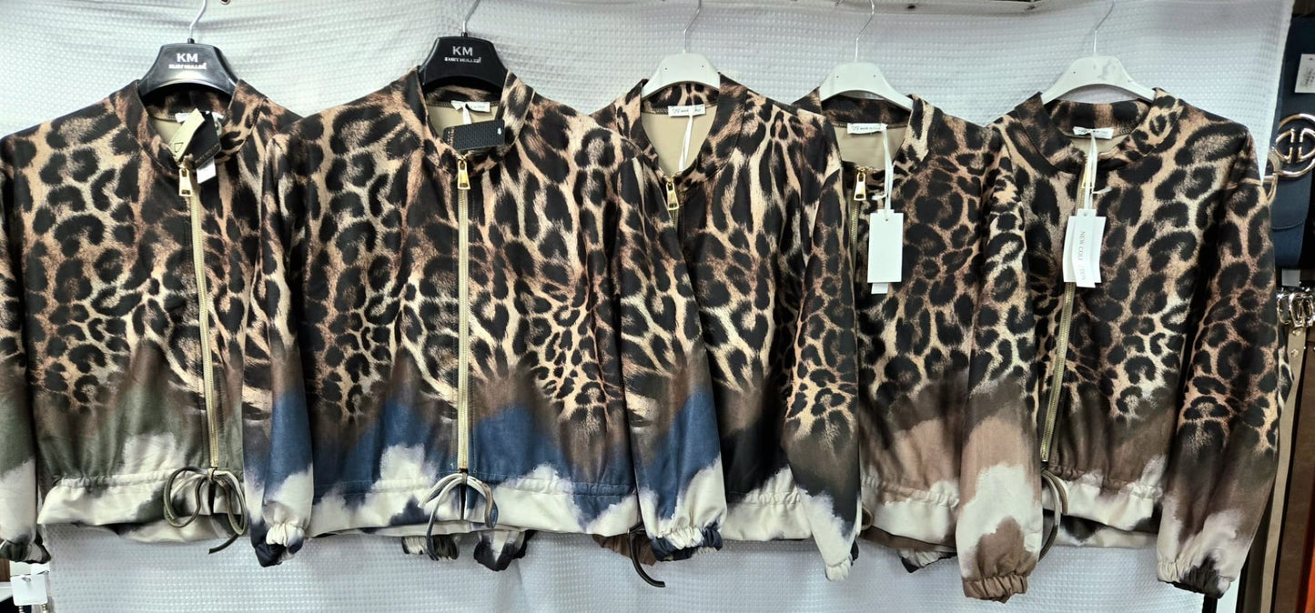 Suedette Leopard Zip Bomber Jacket