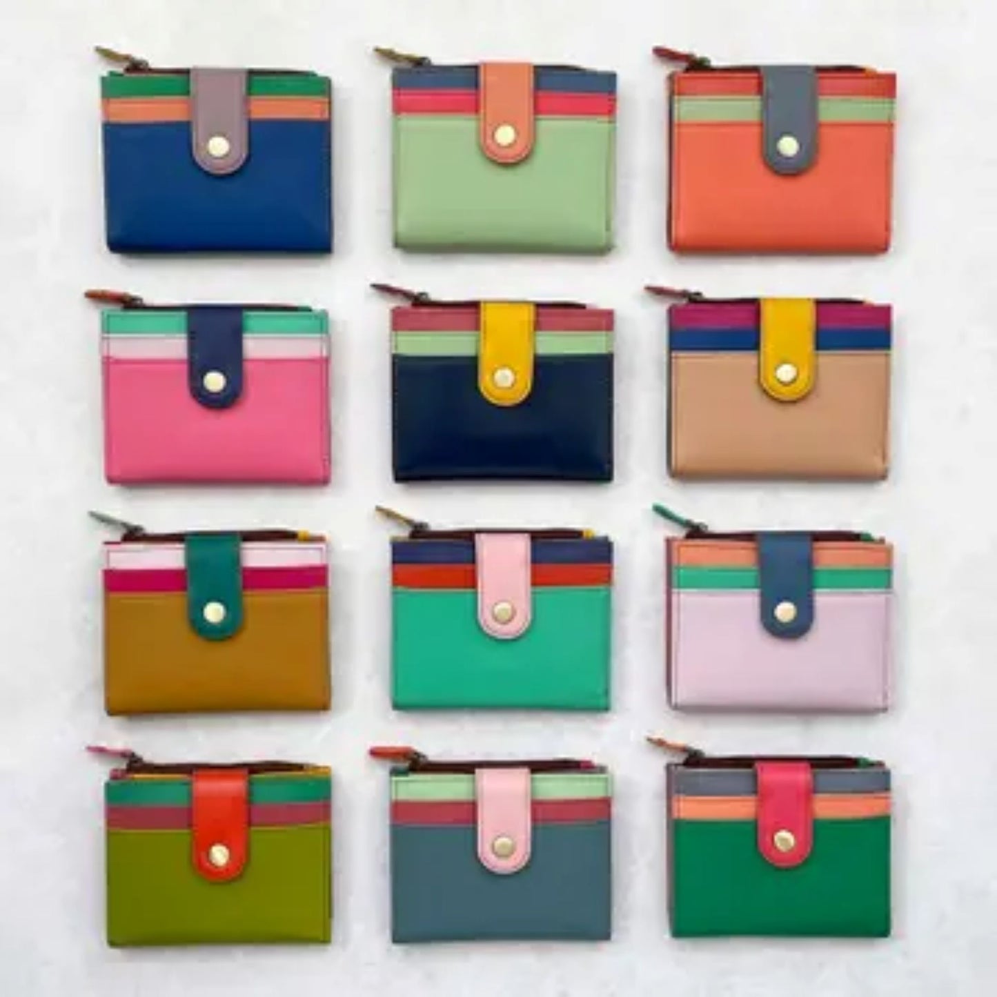 Recycled Multicoloured Leather Small Clutch Purse (Handmade)