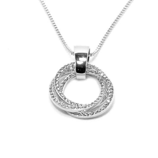 Silver Crystal Interlinked Circle Necklace (VIP 7)