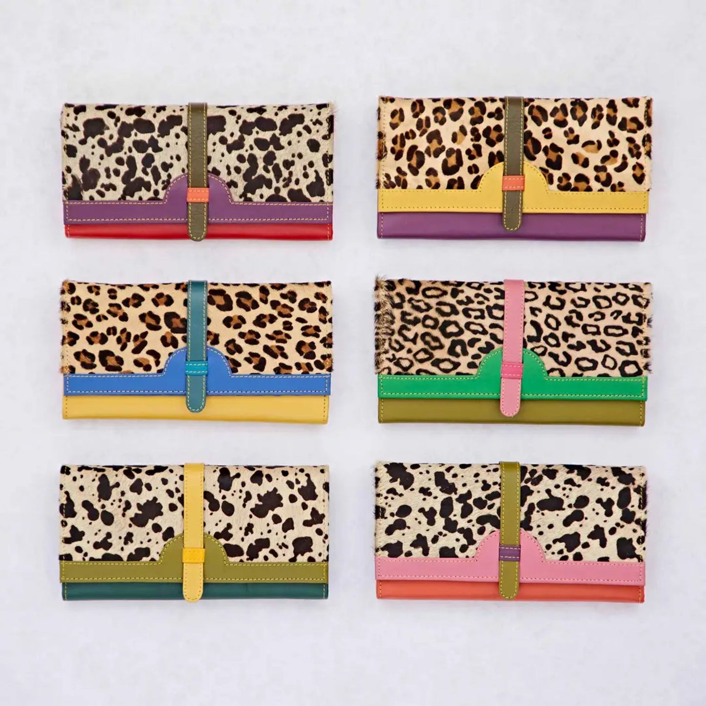 Recycled Multicoloured Leather Clutch Purse (Handmade)