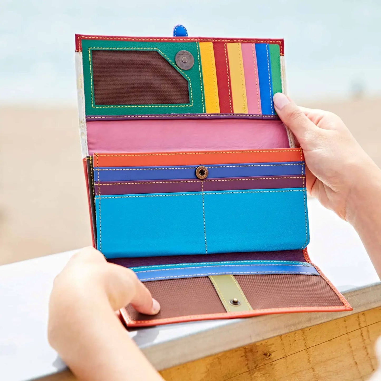 Recycled Multicoloured Leather Clutch Purse (Handmade)