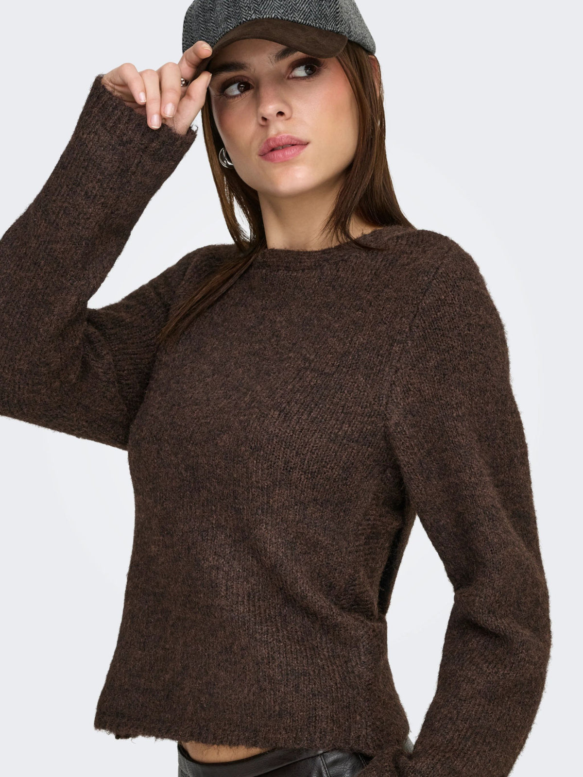 ONLY V Neck Reversible Knit in Brown