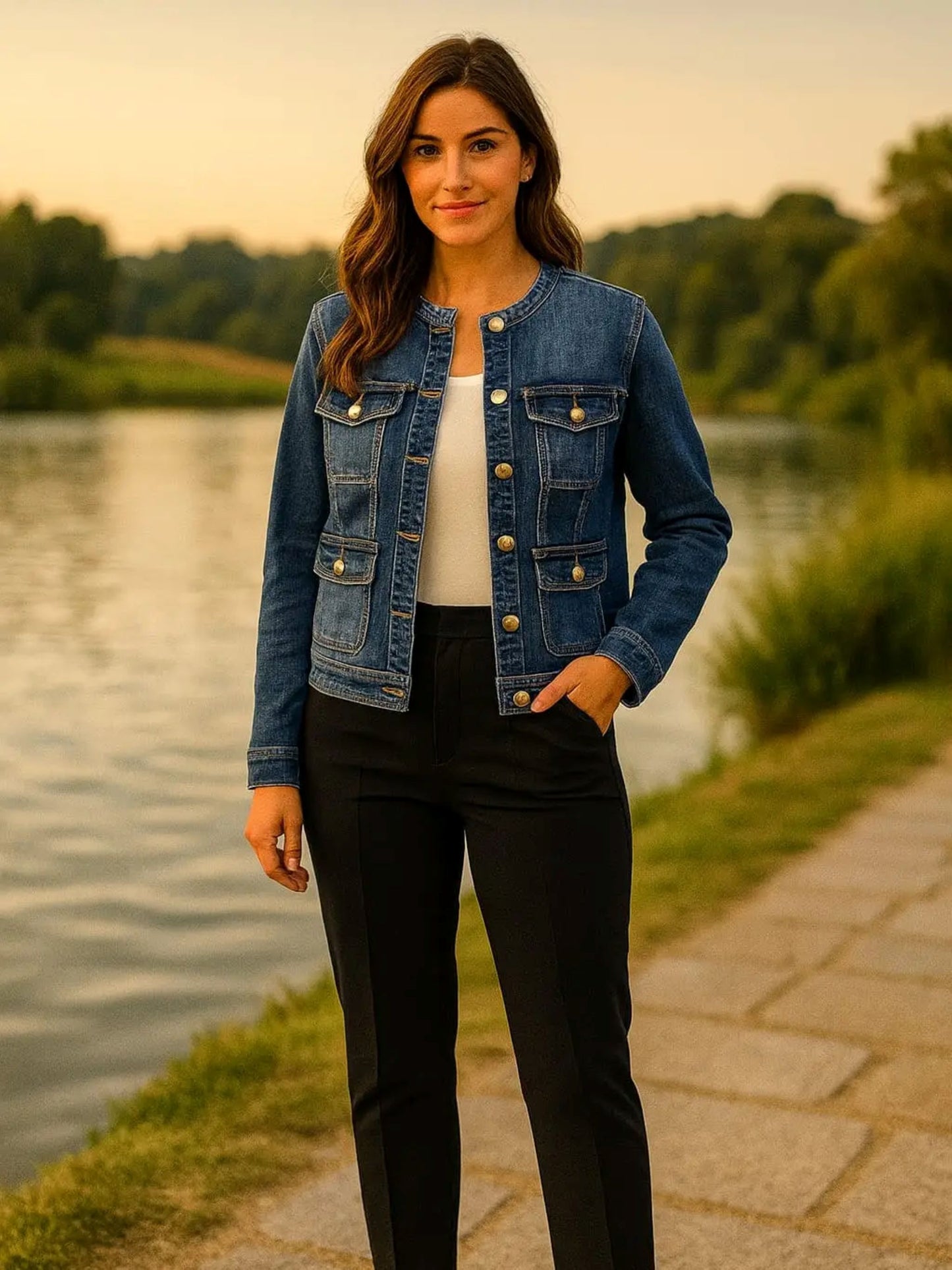 Voggo Gold Button Denim Jacket