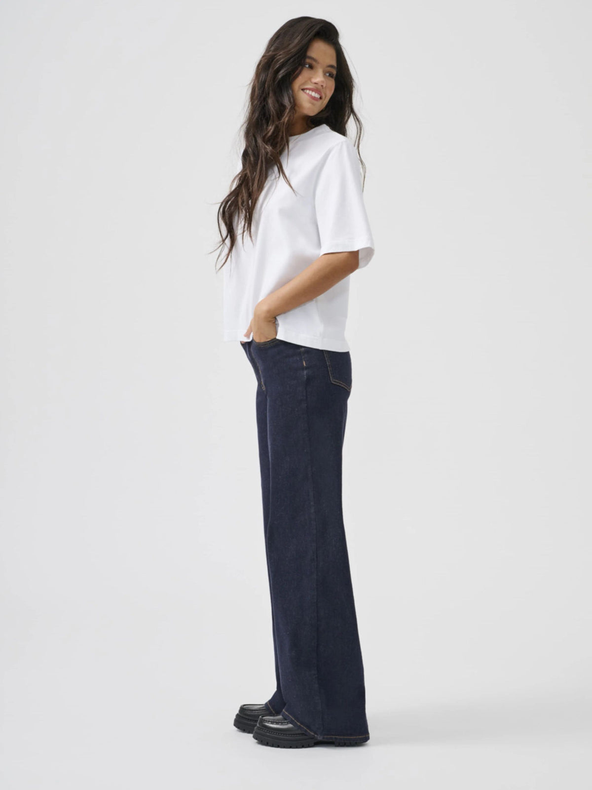 ONLY Madison Dark Blue Denim Rinse Wide Leg Jeans