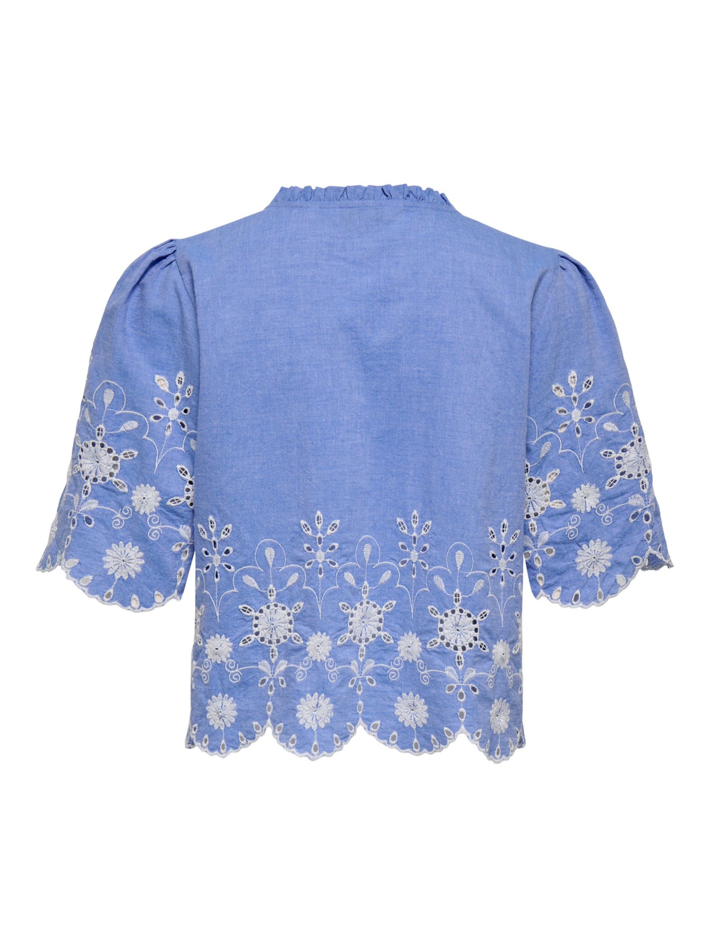 ONLY Blue Tie Front Top with Embroidery