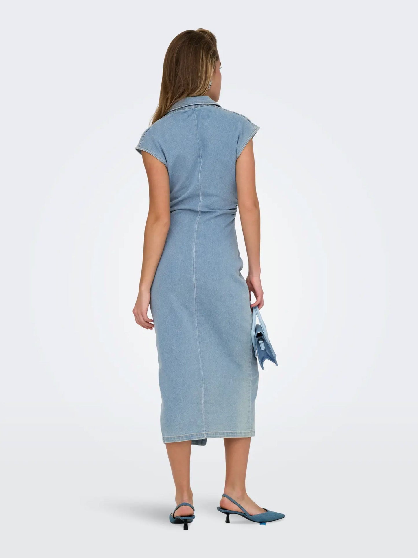 ONLY Cap Sleeve Denim Midi Dress