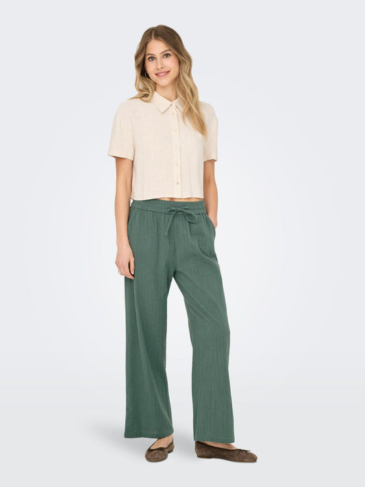 ONLY Drawstring Waist Trousers in Green