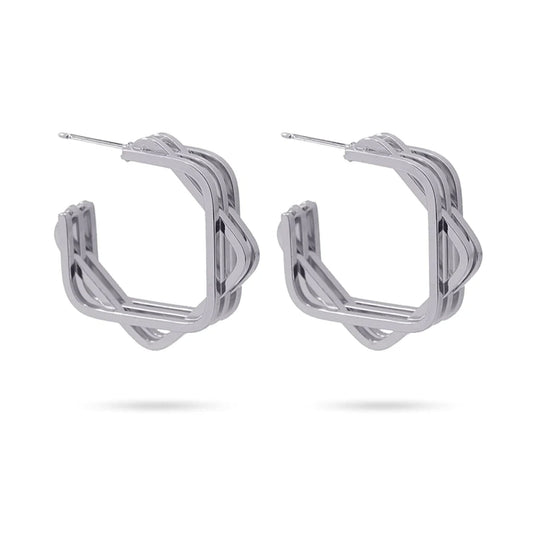 Anartxy Silver Hexagon Shape Earrings - CPE695