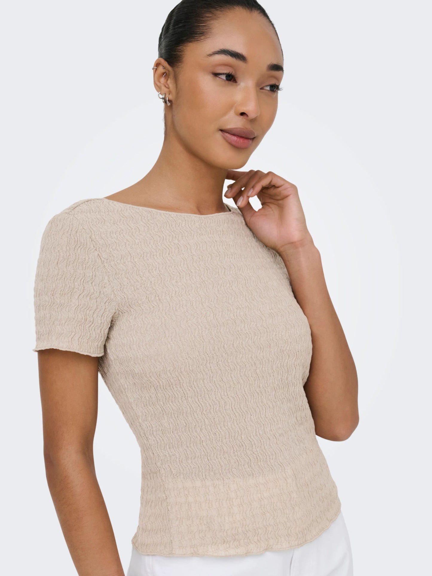 ONLY Crepe Style Top in Beige