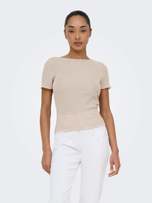 ONLY Crepe Style Top in Beige