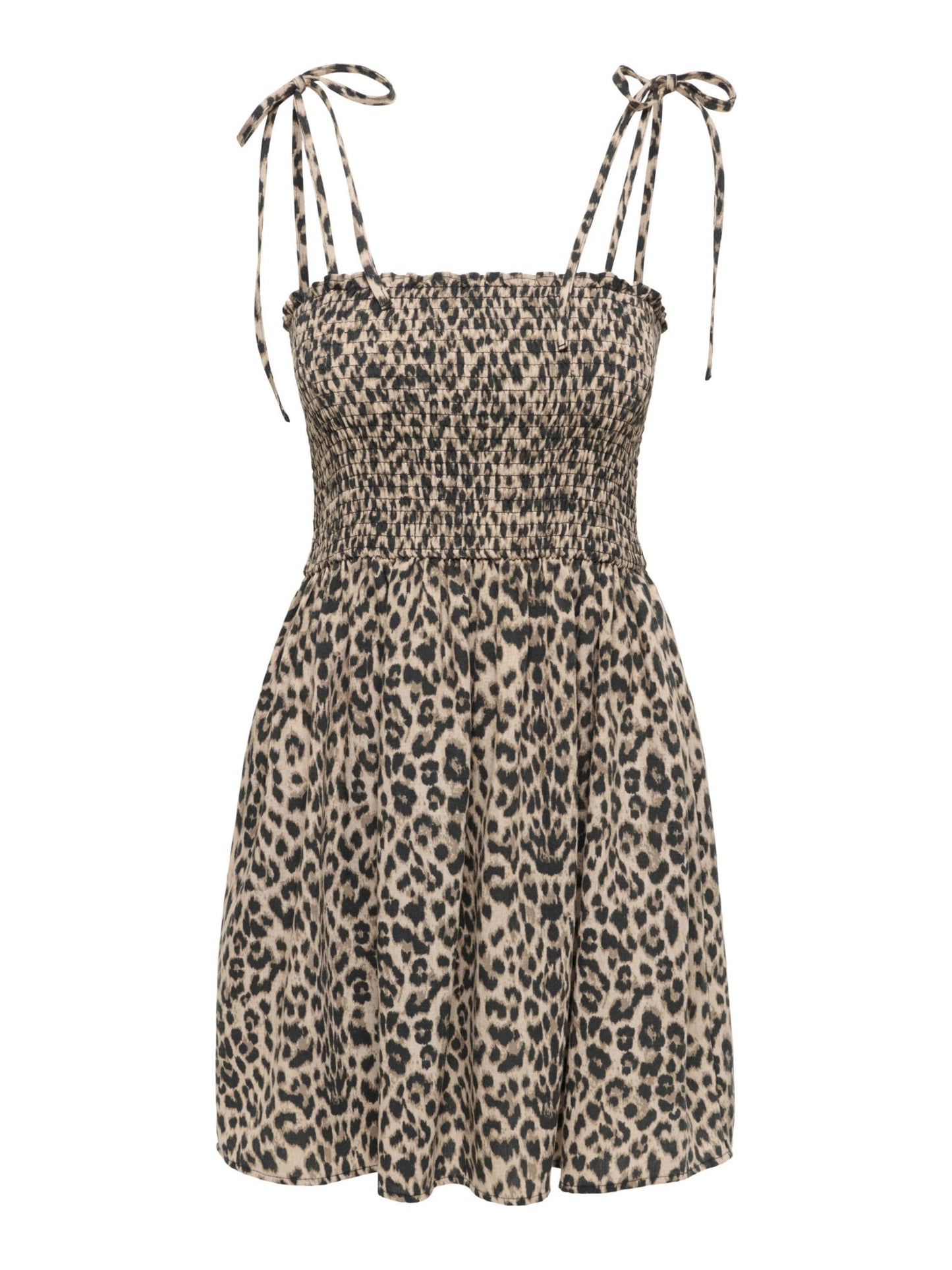 ONLY Leopard Print Tie Strap Smock Dress