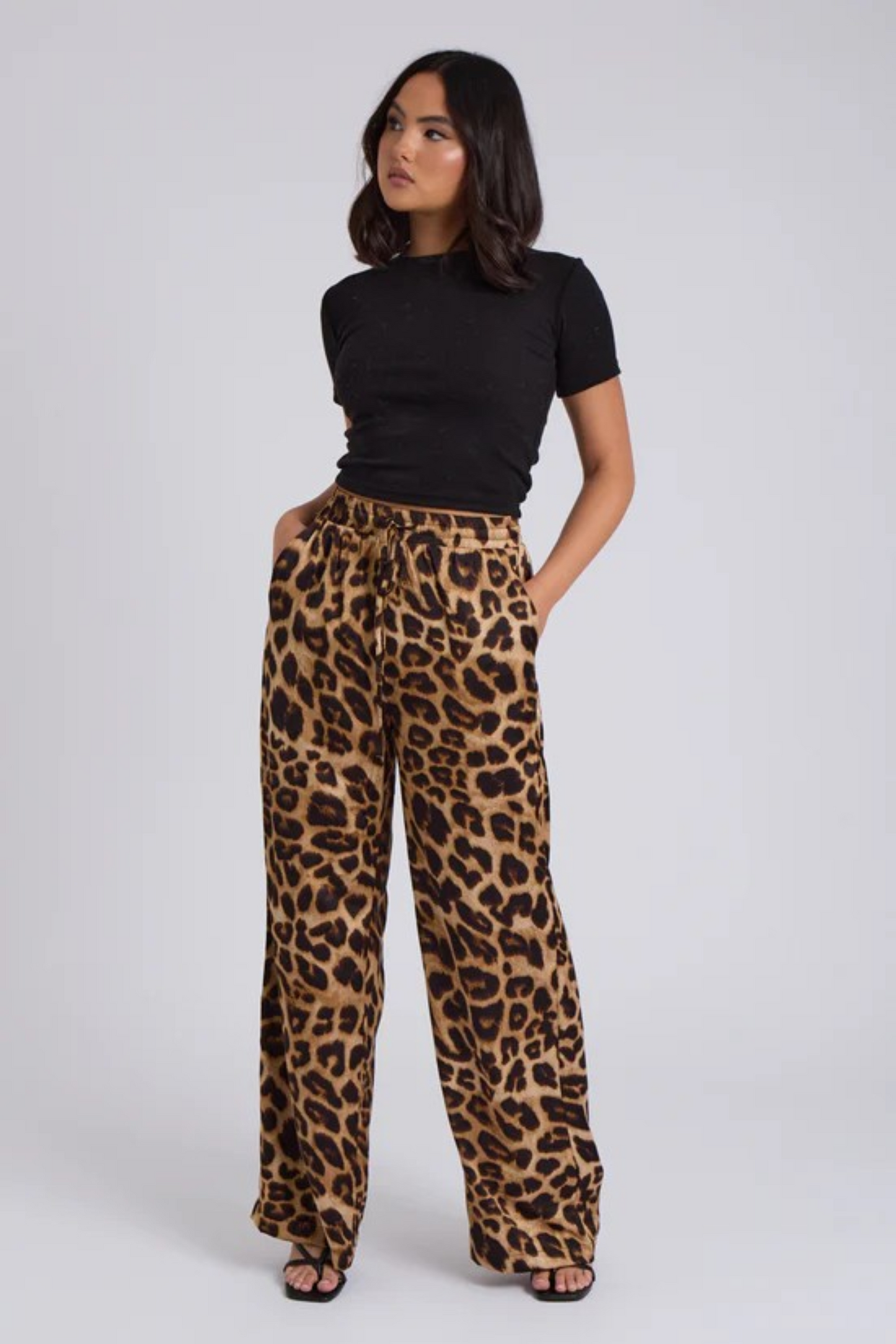 Leopard Print Wide Leg Trousers