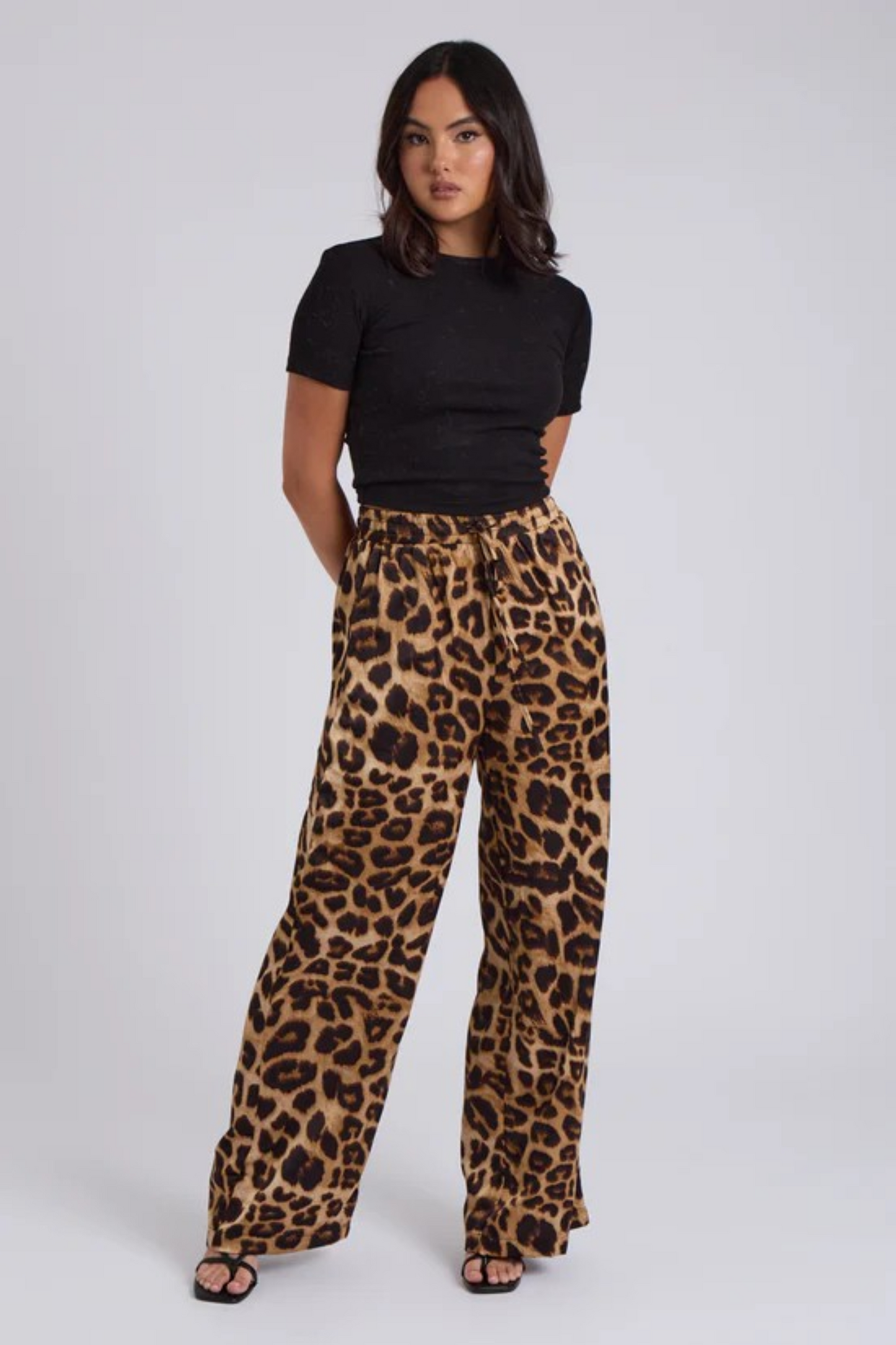 Leopard Print Wide Leg Trousers