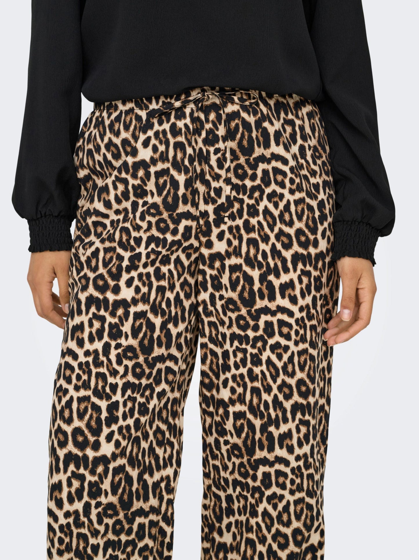 ONLY Wide Leg Leopard Print Trousers