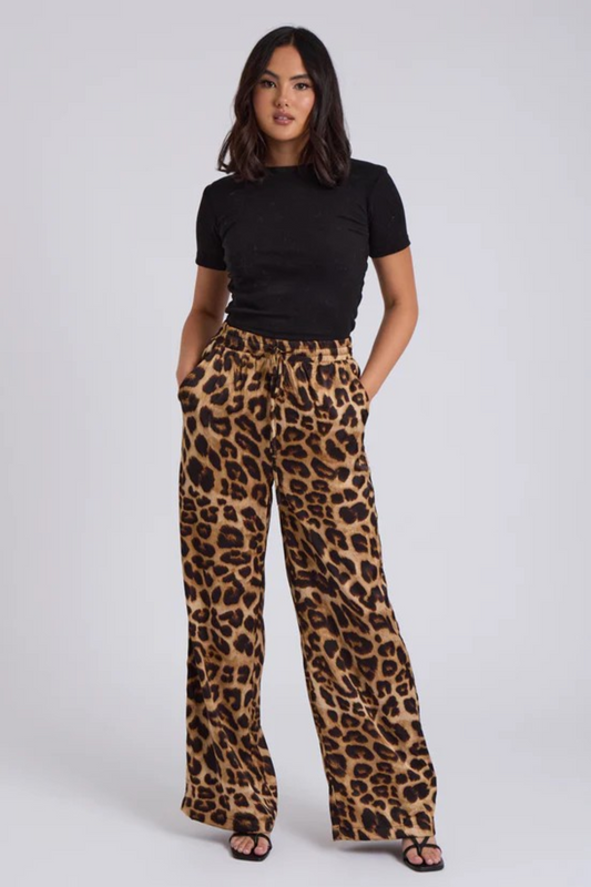 Leopard Print Wide Leg Trousers