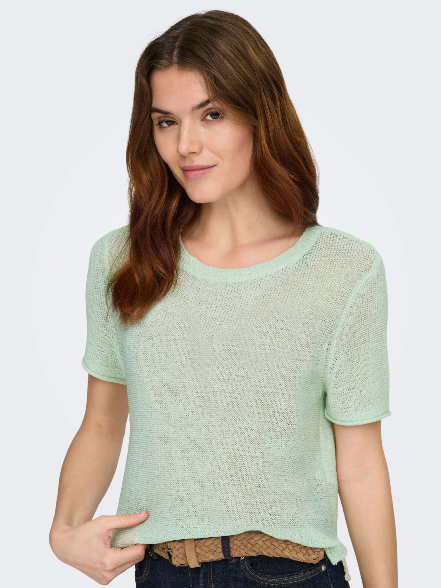 ONLY Light Flat Knit Top in Green