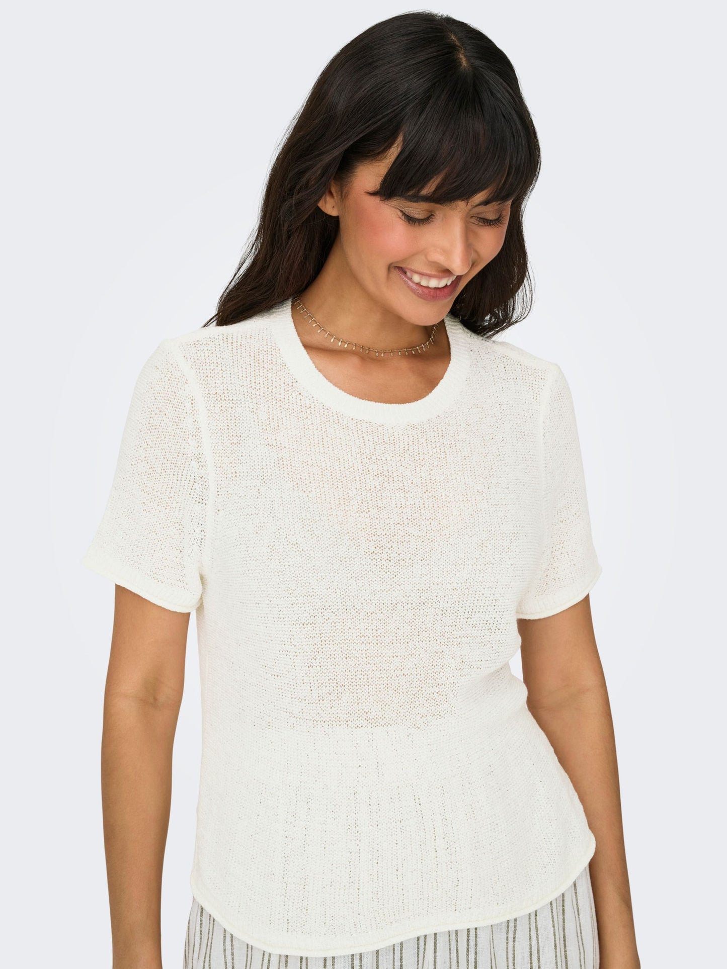 ONLY Light Flat Knit Top in White