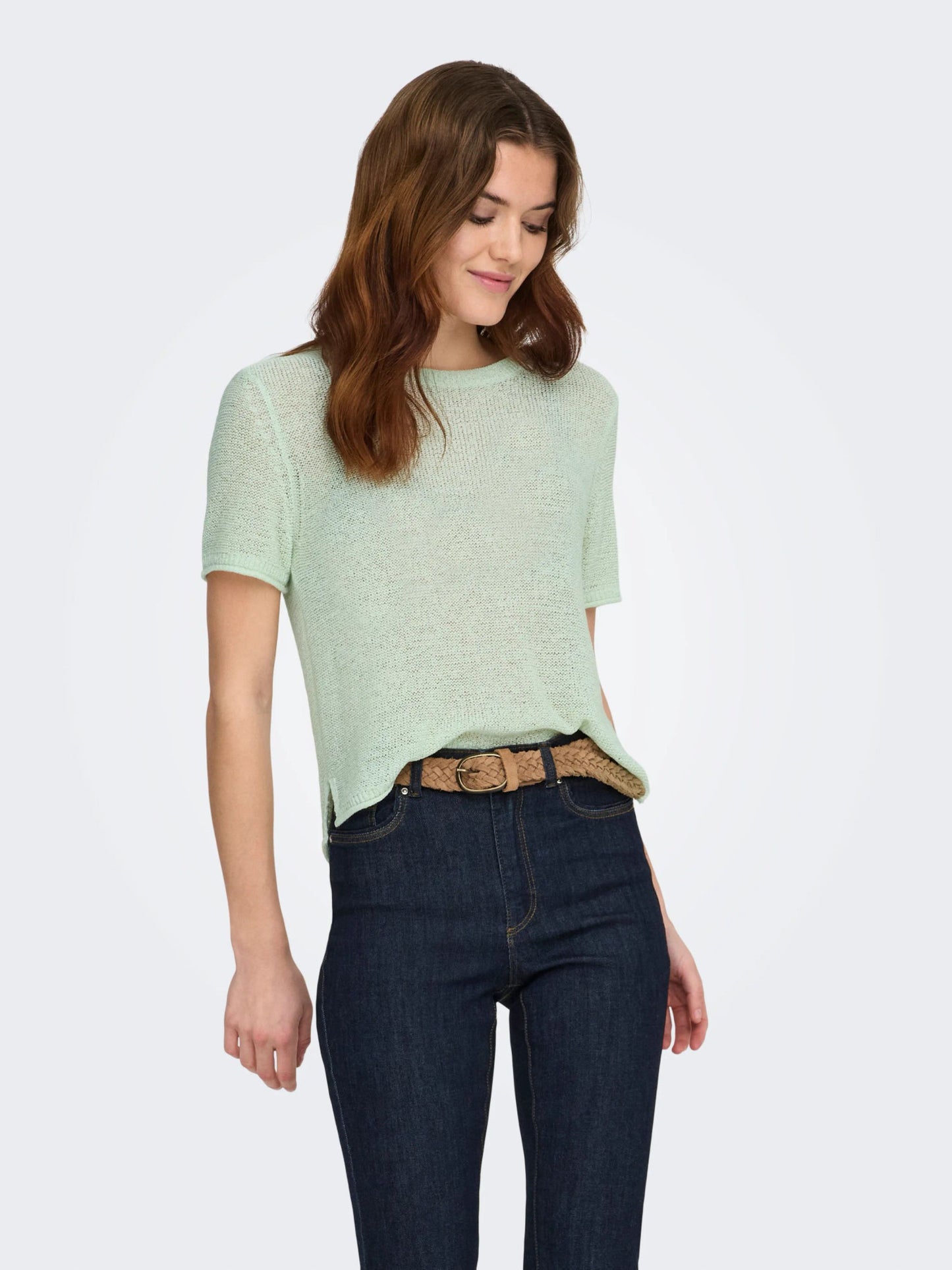 ONLY Light Flat Knit Top in Green