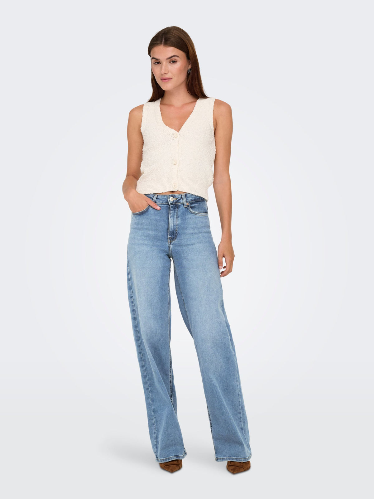 ONLY Madison Medium Blue Denim Wide Leg Jeans